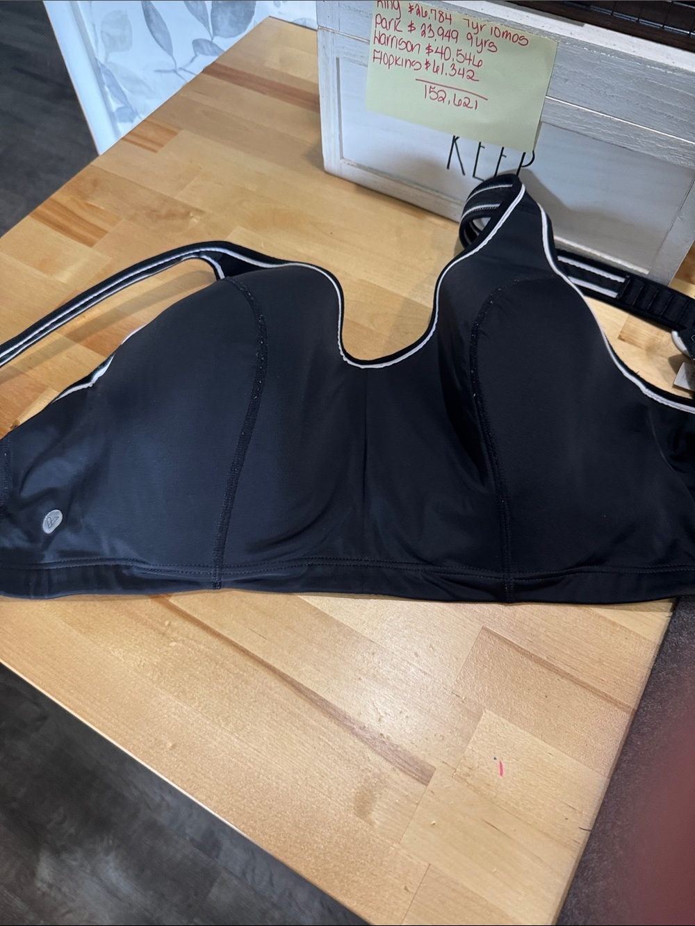 Livi Active Black Sports Bra with White Contrast Piping
